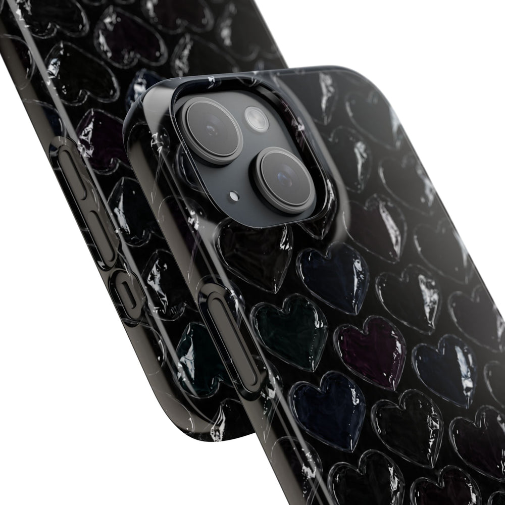Black Pop Hearts Snap Case