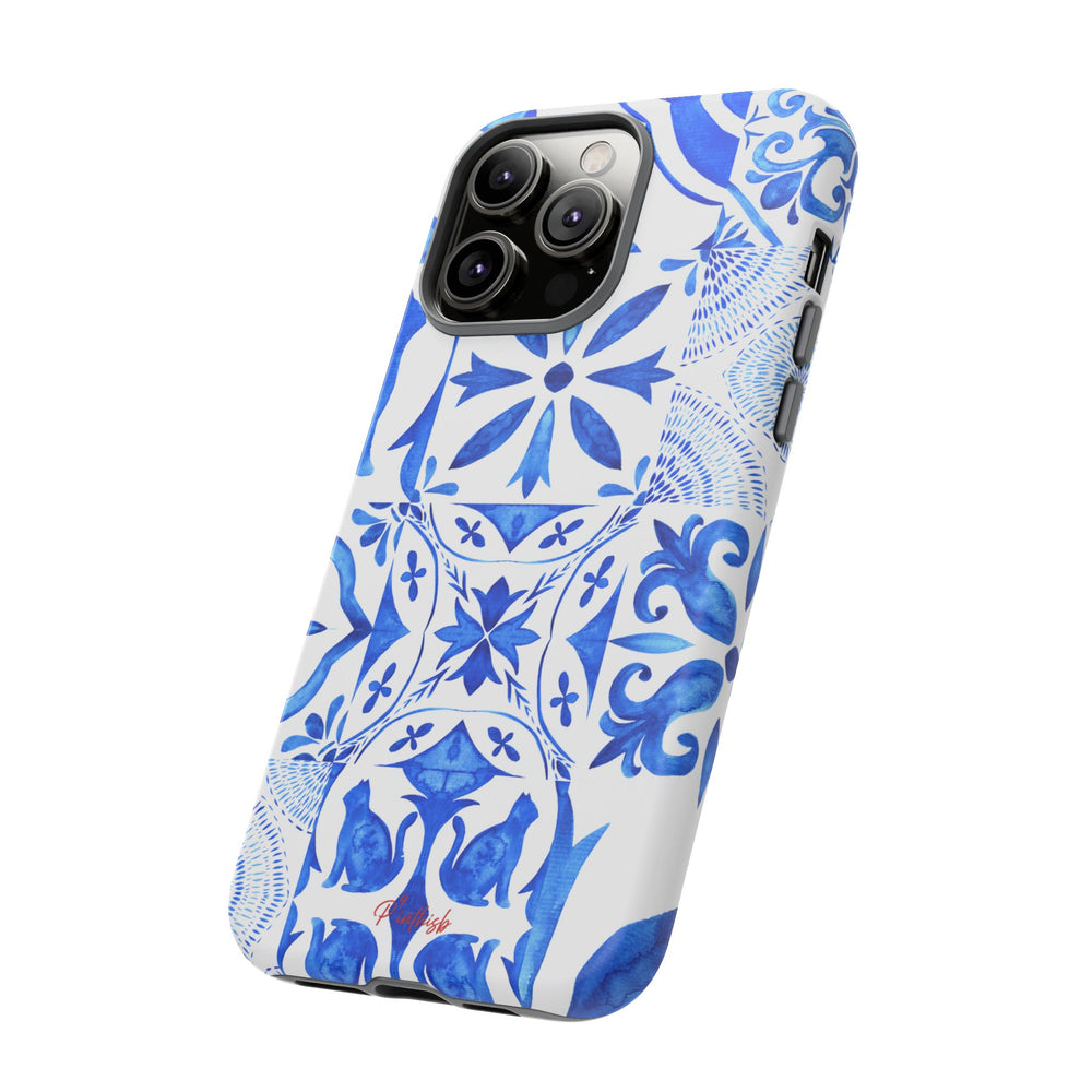 Blue Tile Pattern Tough Phone Case