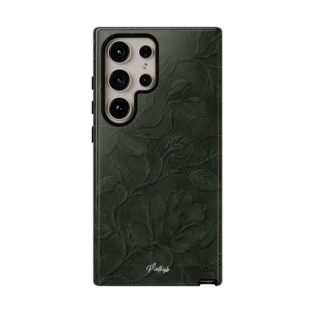 Dark Olive Floral Texture Tough Case