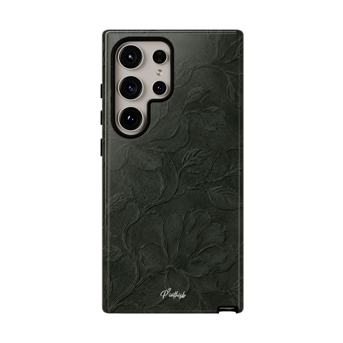 Dark Olive Floral Texture Tough Case