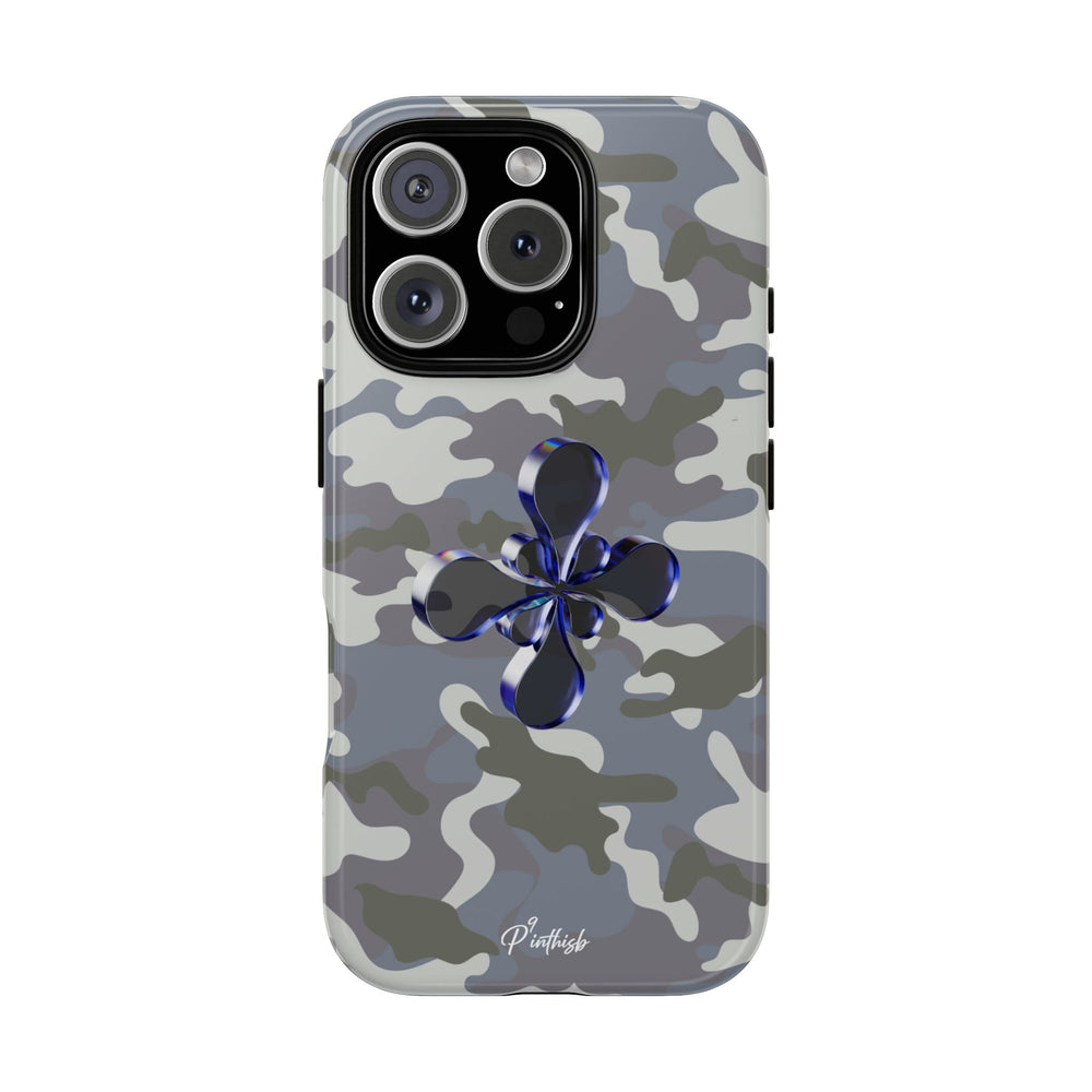 Camouflage with Blue Metallic Clover Tough Case
