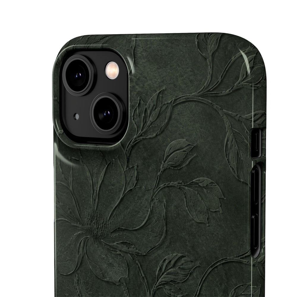 Dark Olive Floral Texture Snap Case