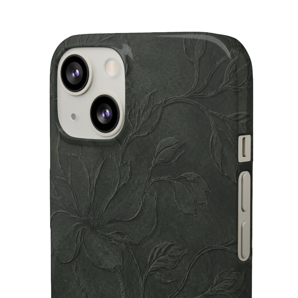 Dark Olive Floral Texture Snap Case