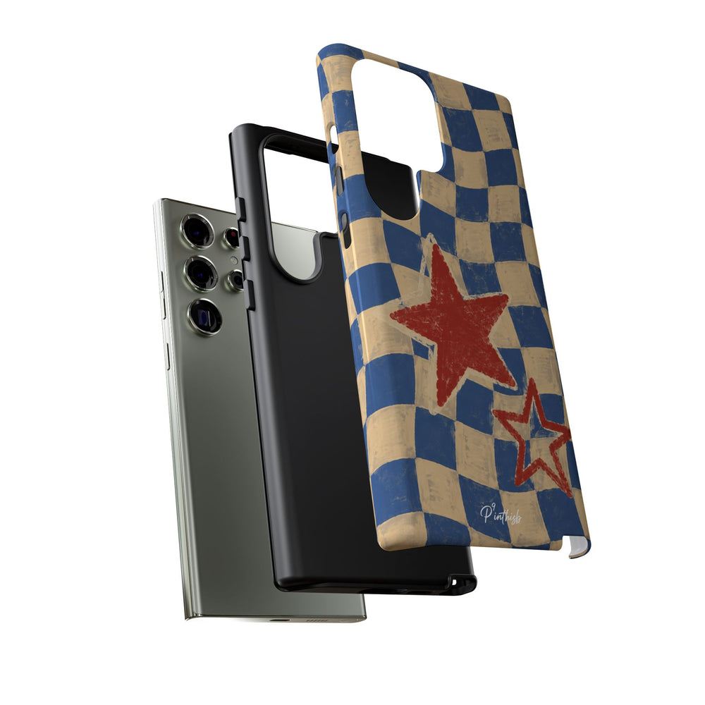 Blue & Cream Retro Star Phone Case