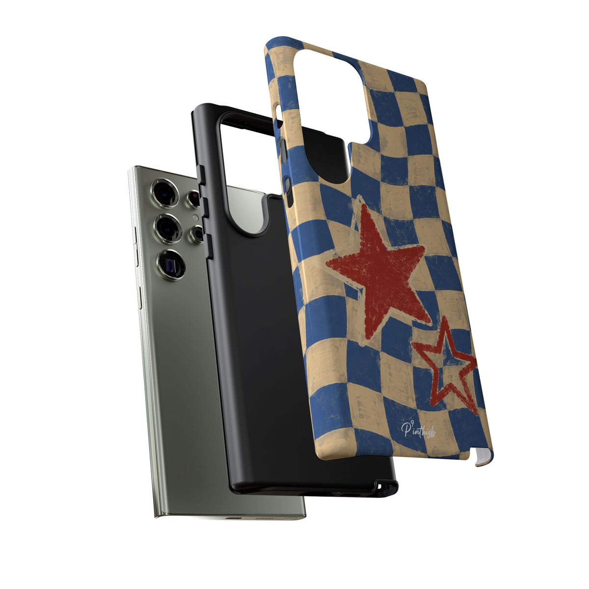 Blue & Cream Retro Star Phone Case