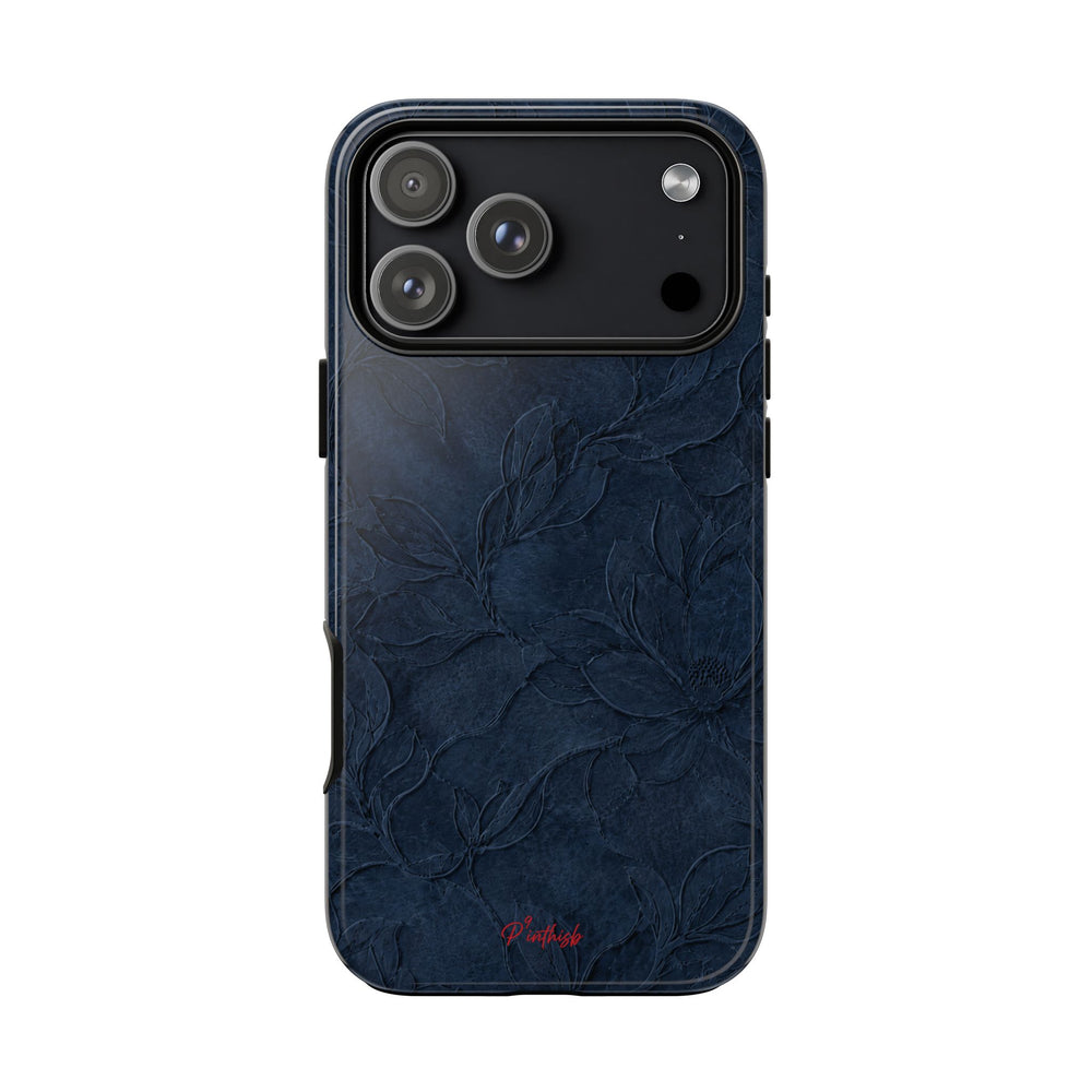 Navy Floral Textured Tough Case