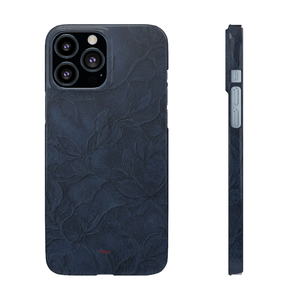Navy Floral Textured Snap Case
