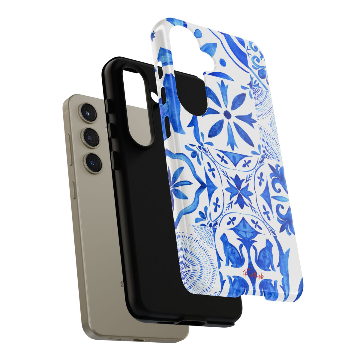 Blue Tile Pattern Tough Phone Case