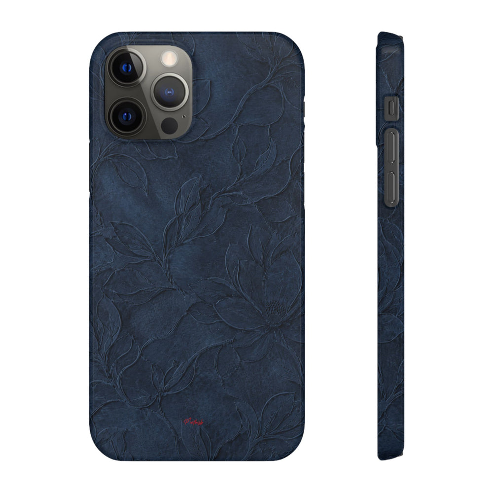 Navy Floral Textured Snap Case