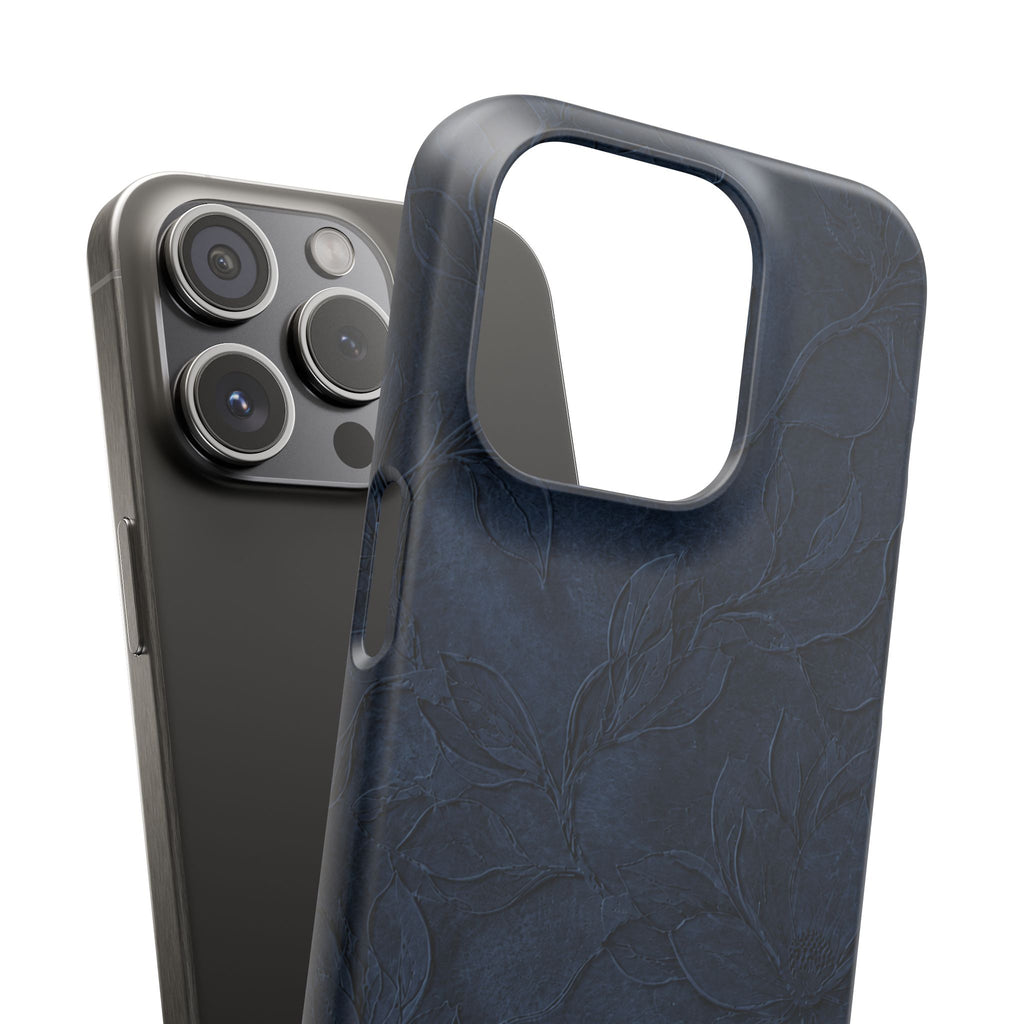 Navy Floral Textured Snap Case