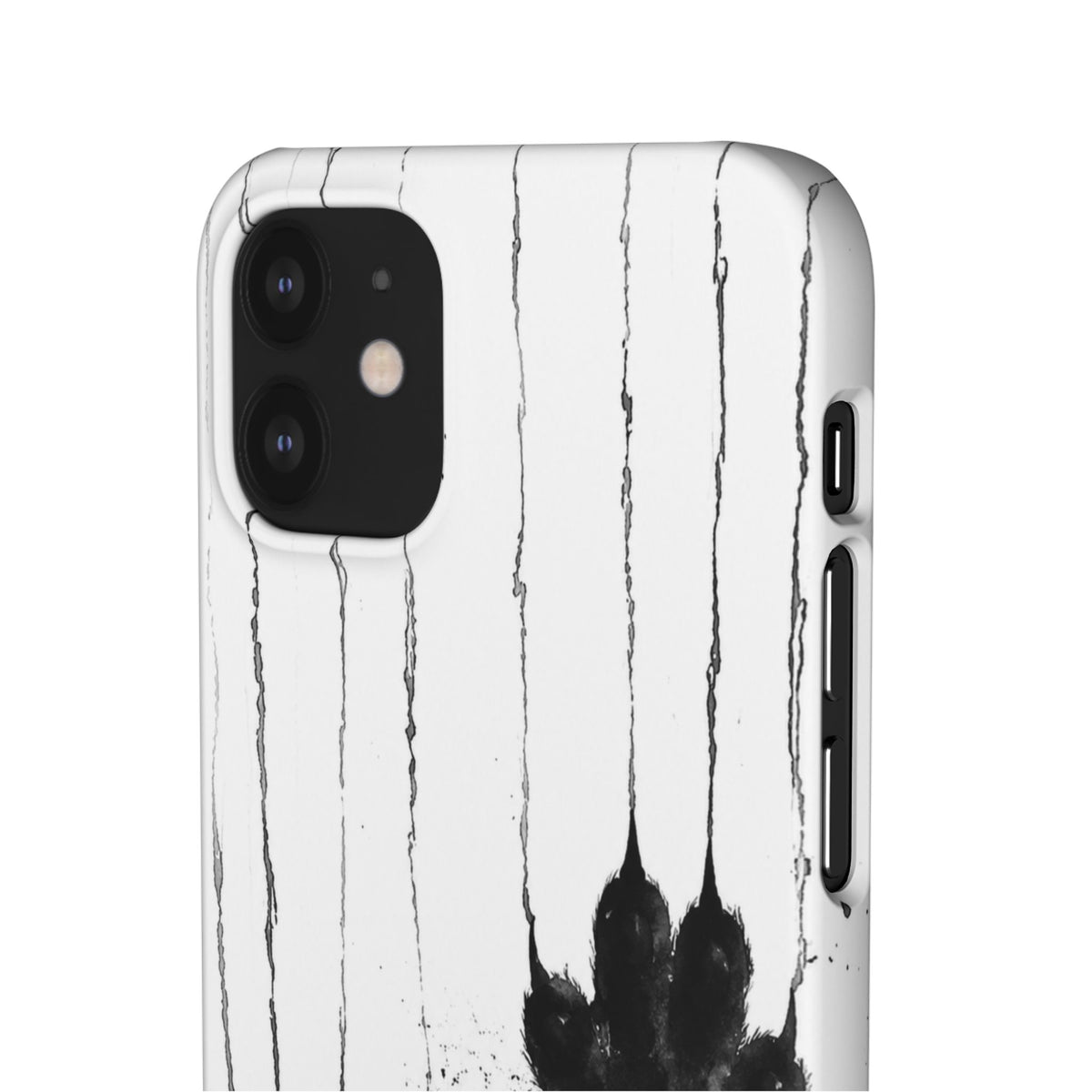 Black Ink Paw Print Snap Case