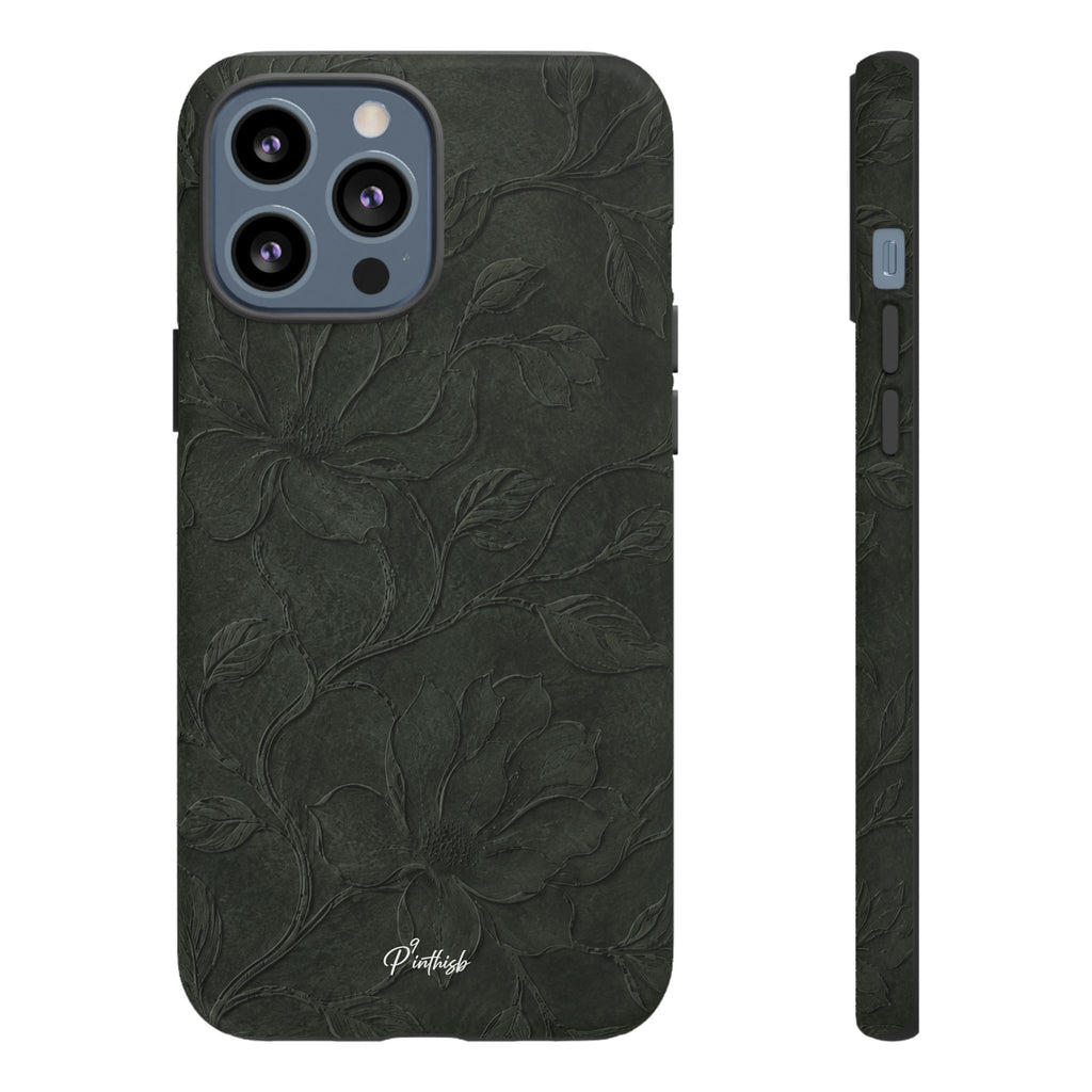 Dark Olive Floral Texture Tough Case