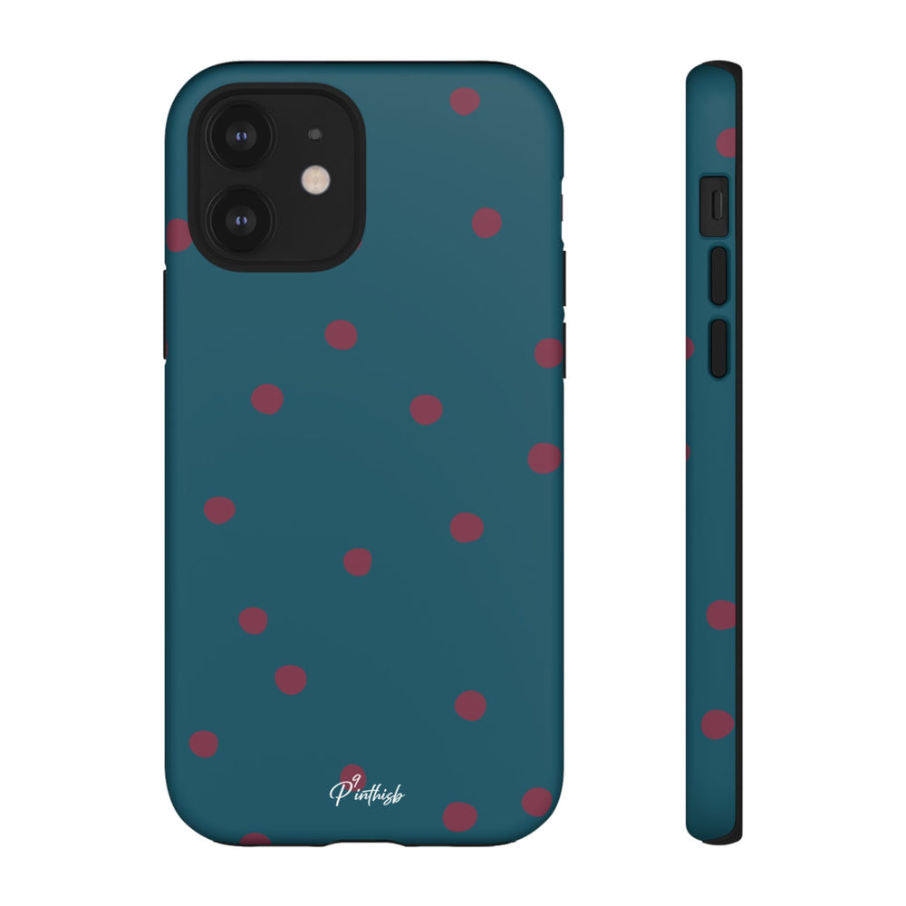 Teal & Burgundy Polka Dot Tough Phone Case
