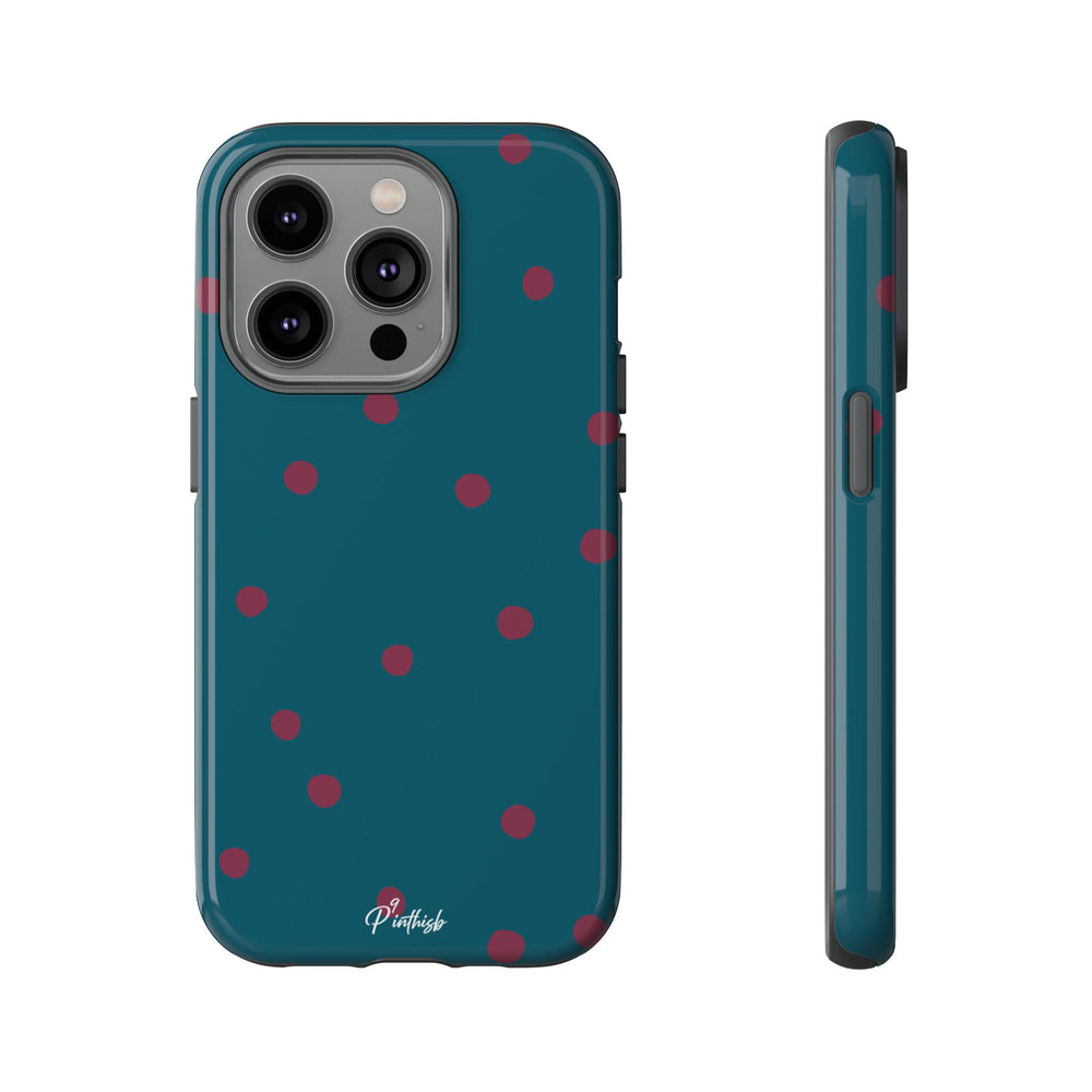 Teal & Burgundy Polka Dot Tough Phone Case