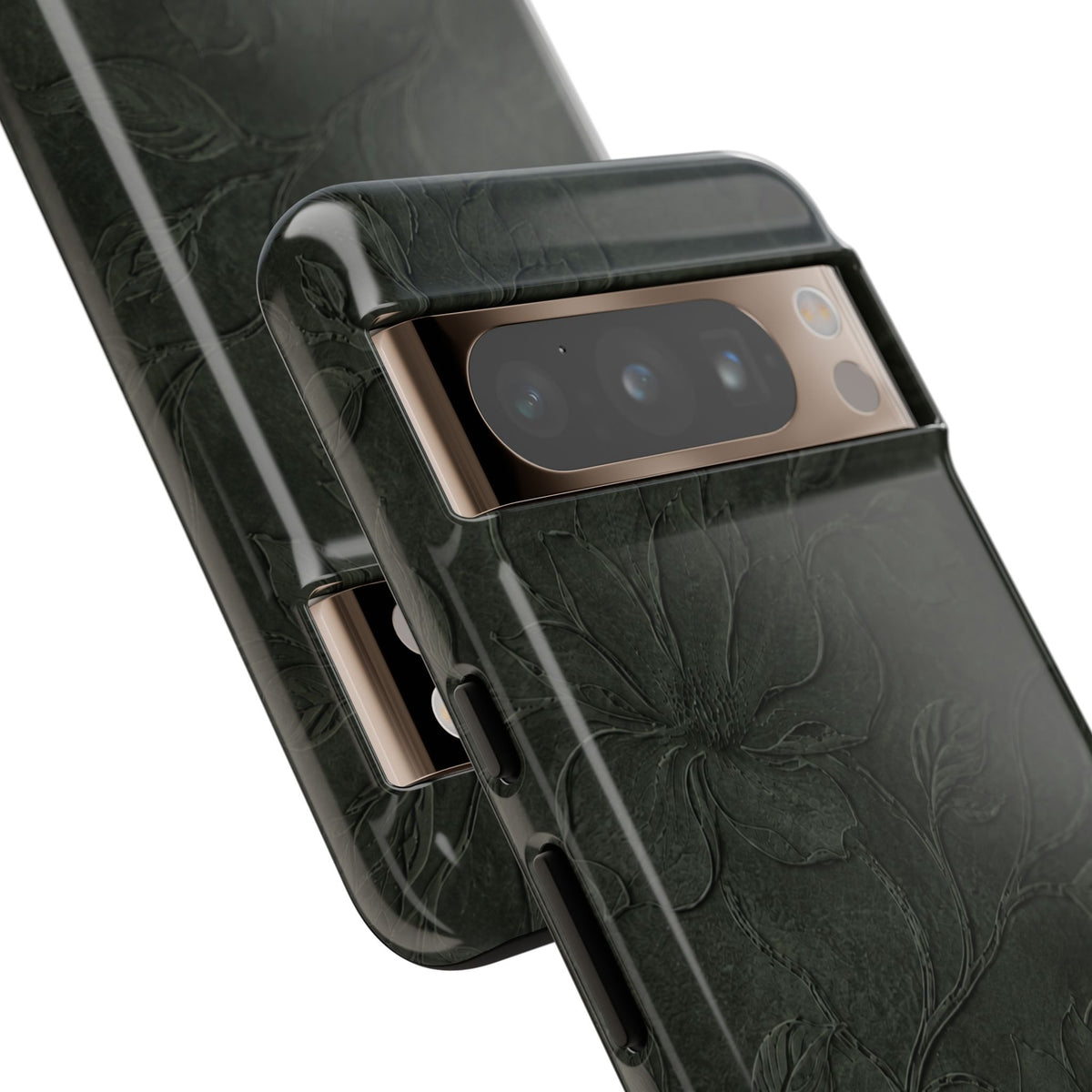 Dark Olive Floral Texture Tough Case