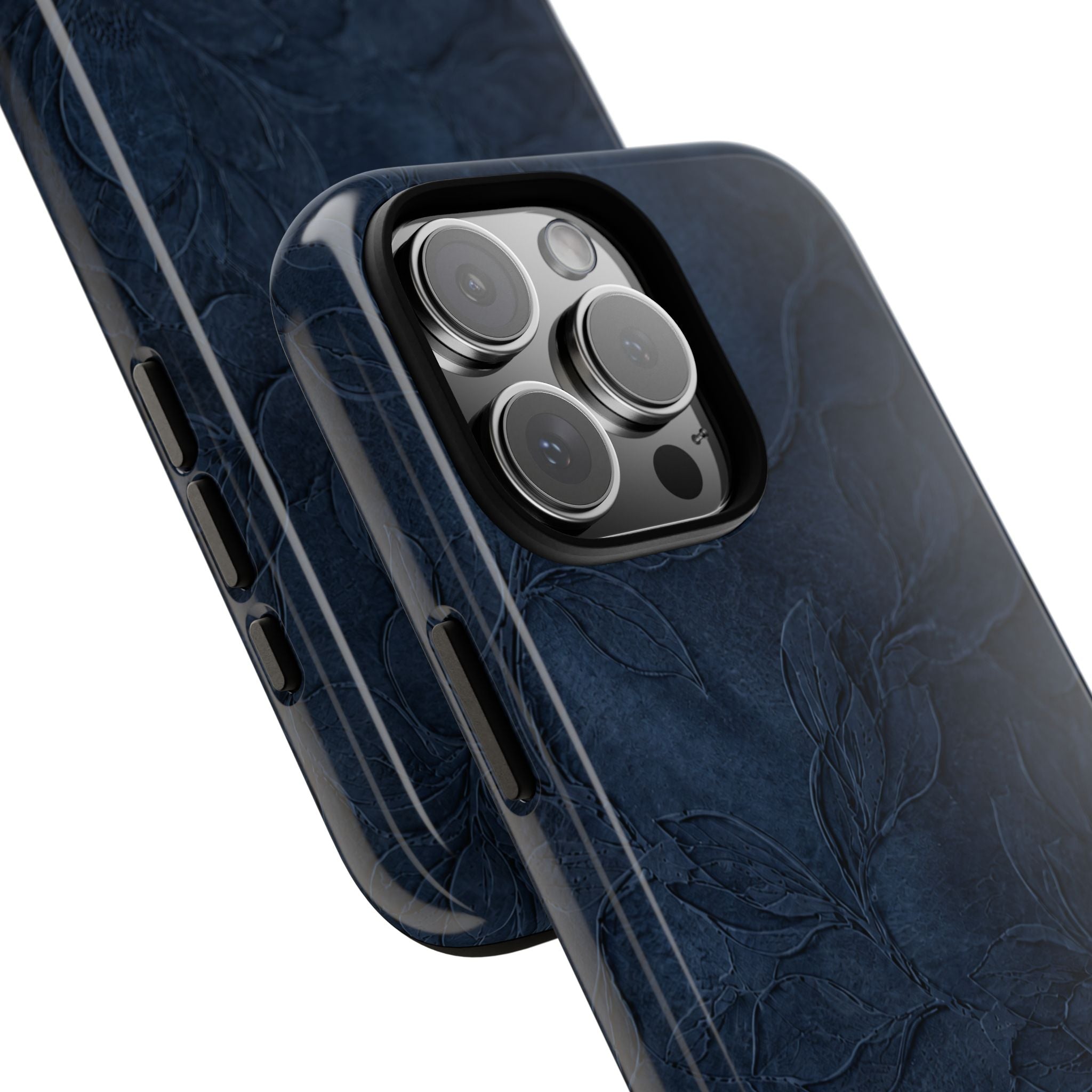 Navy Floral Textured Tough Case