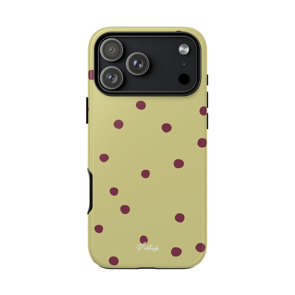 Yellow & Burgundy Polka Dot Tough Phone Case