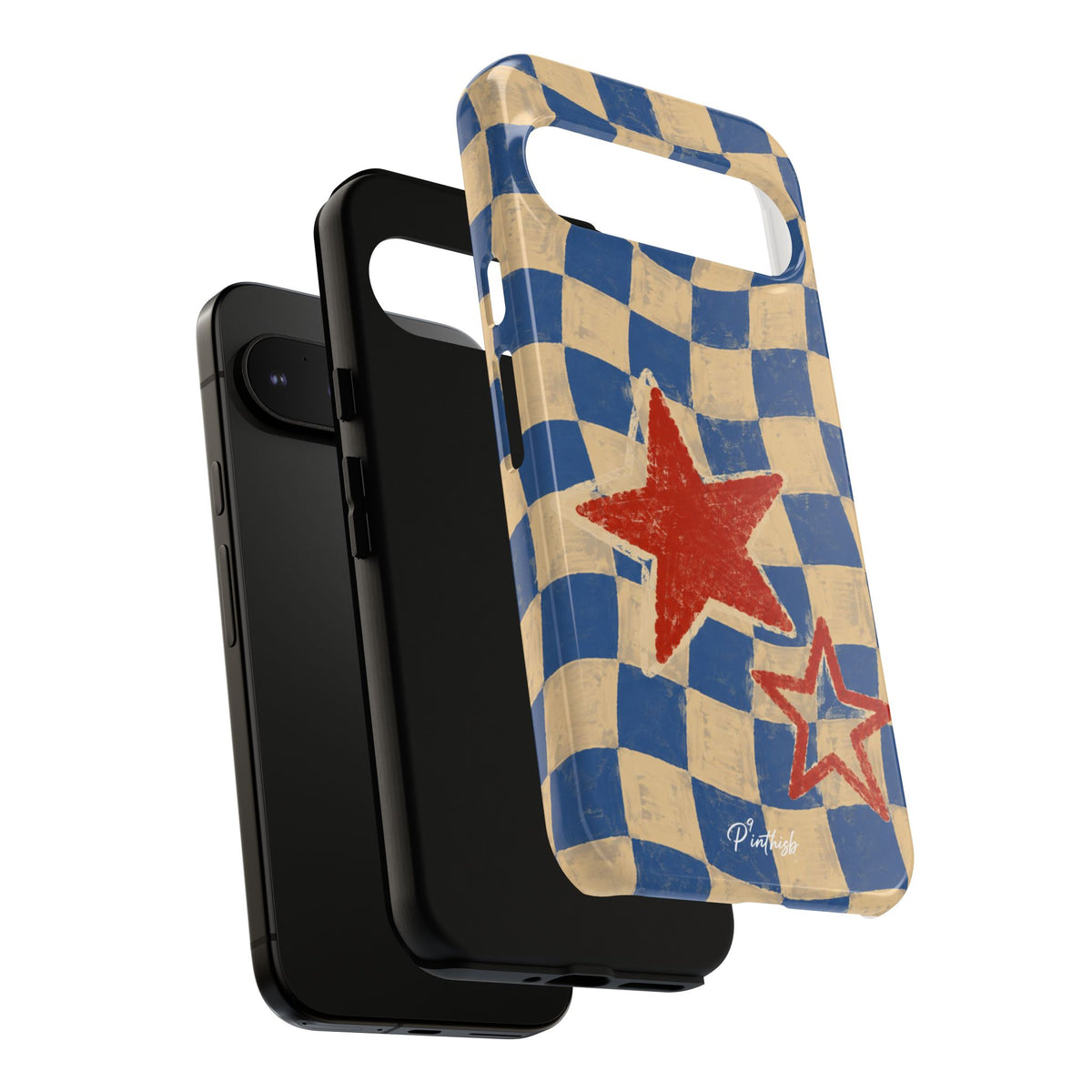 Blue & Cream Retro Star Phone Case