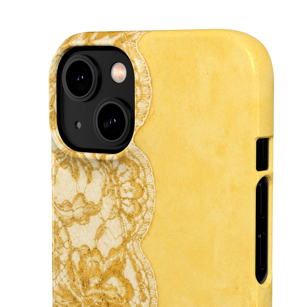 Yellow Vintage Lace Snap Case