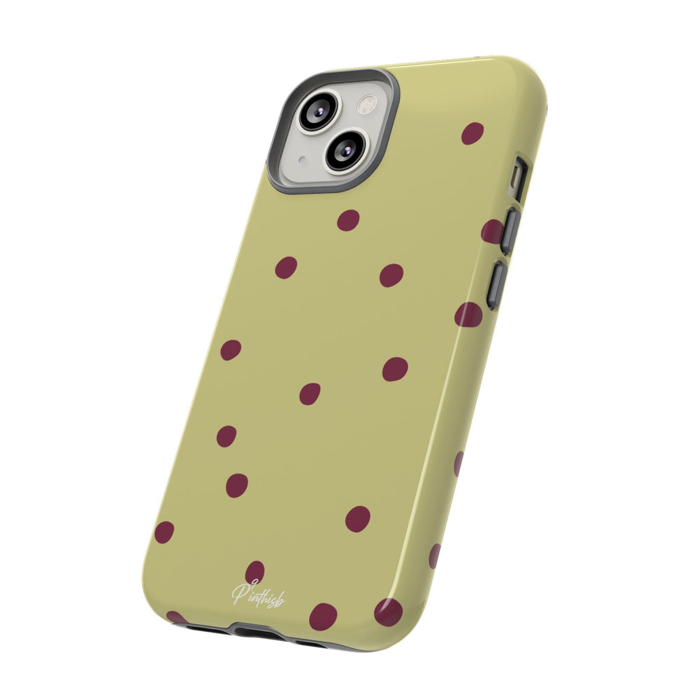 Yellow & Burgundy Polka Dot Tough Phone Case