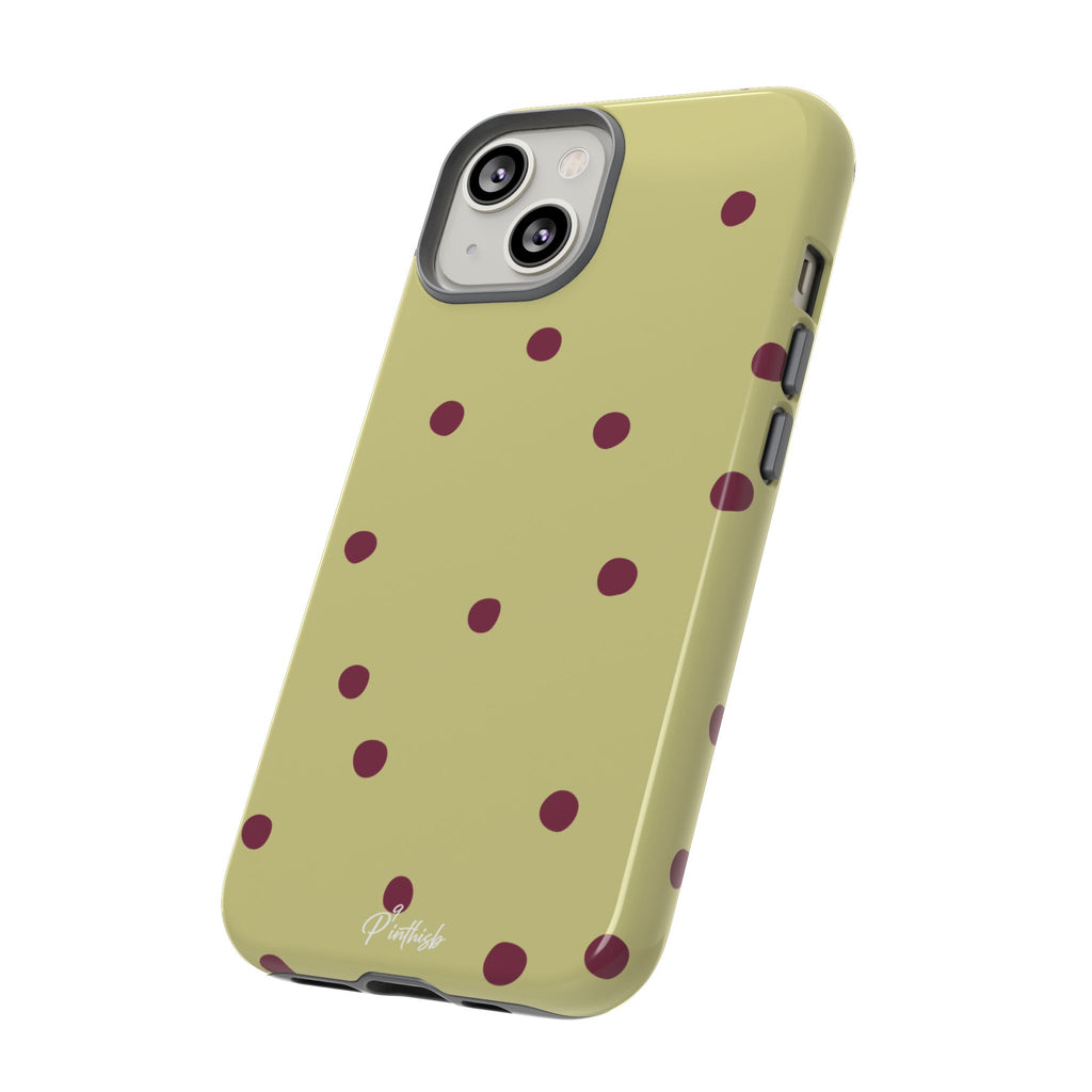 Yellow & Burgundy Polka Dot Tough Phone Case