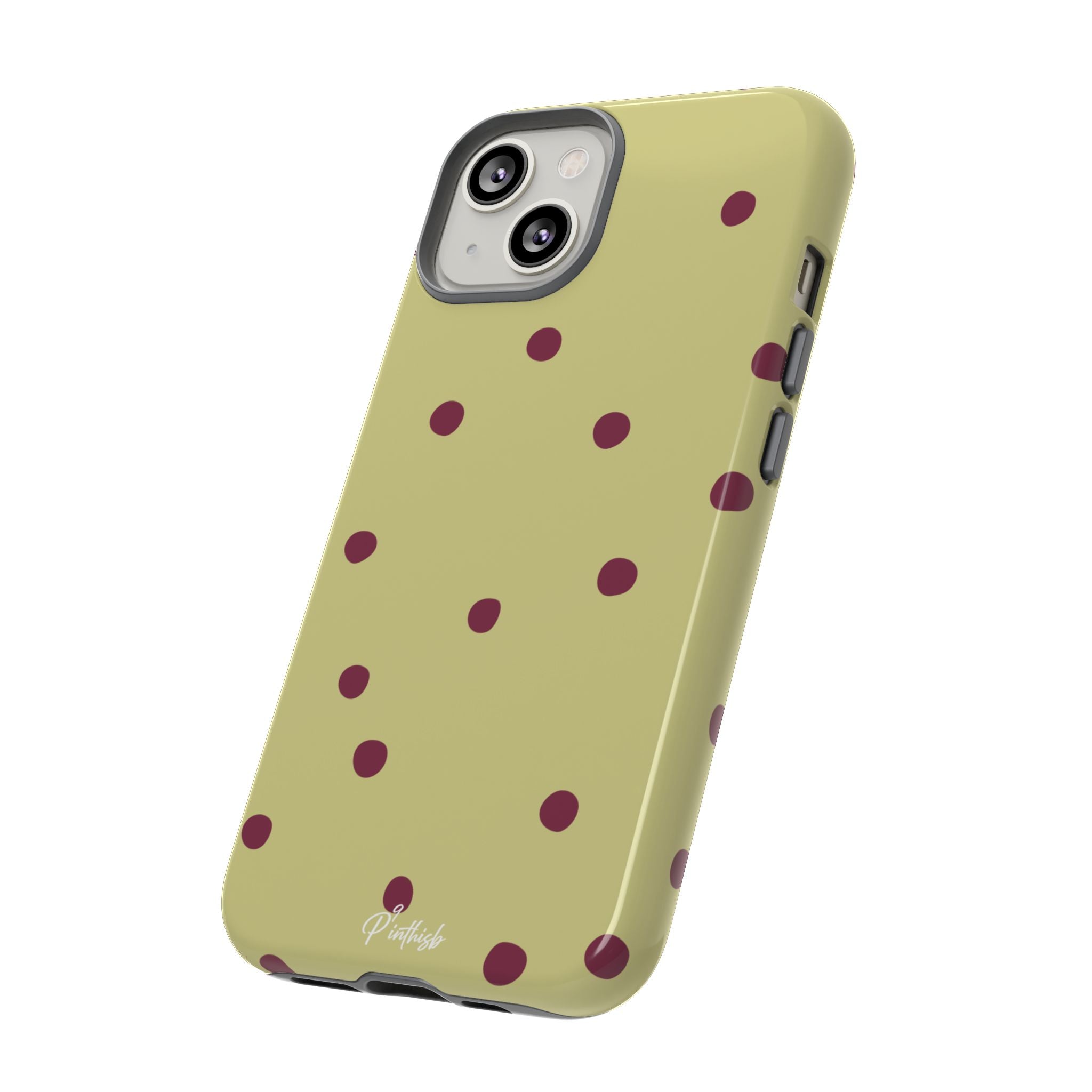 Yellow & Burgundy Polka Dot Tough Phone Case