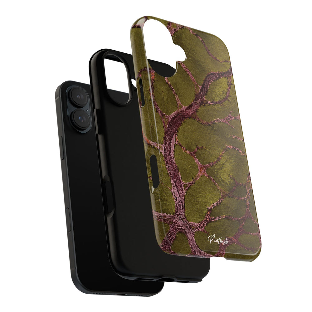 Olive & Rose Gold Tree Pattern Phone Case