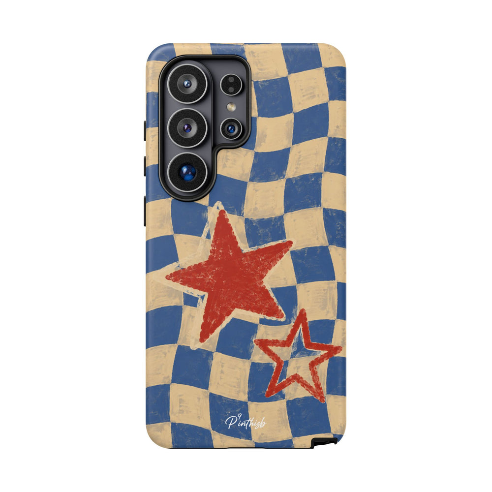 Blue & Cream Retro Star Phone Case