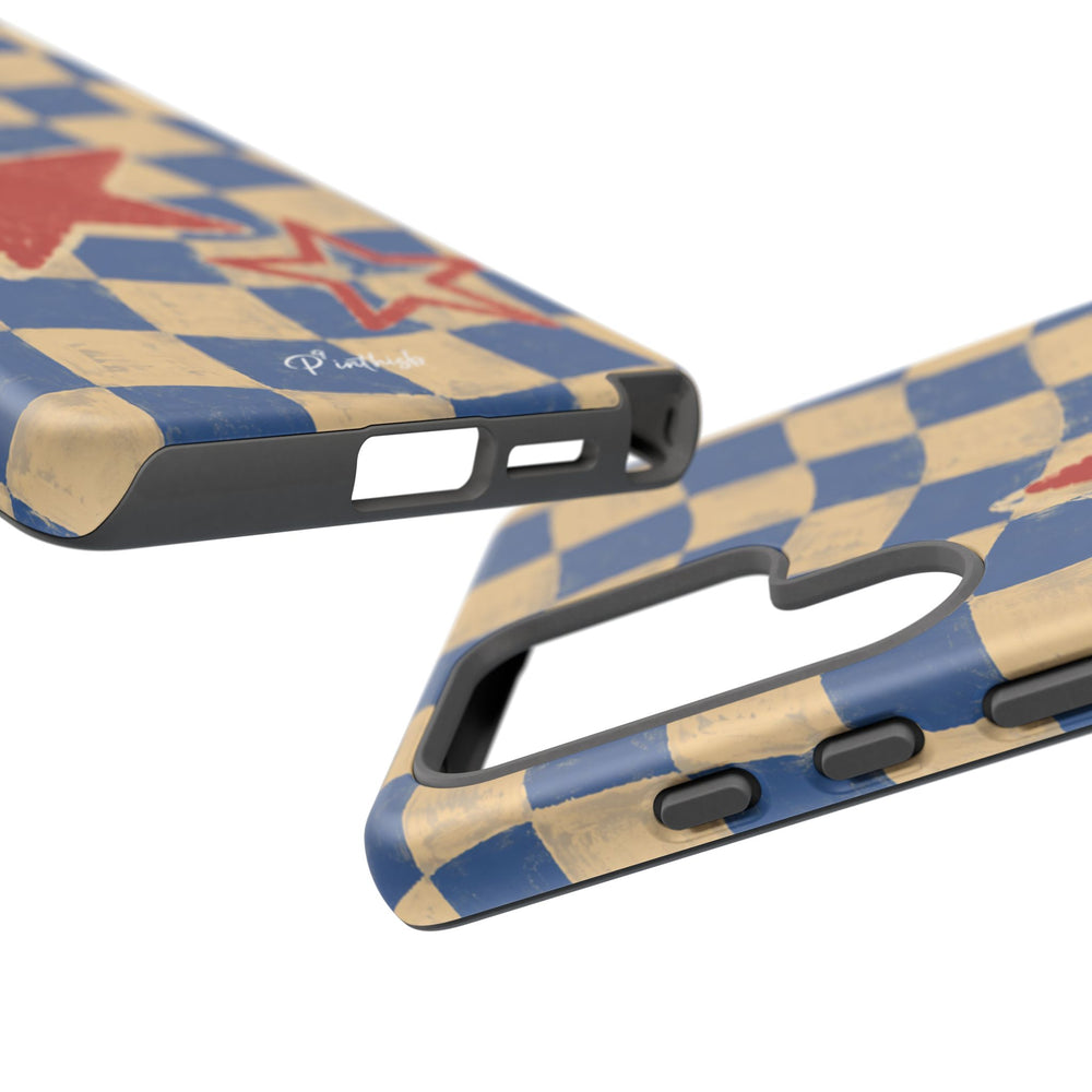 Blue & Cream Retro Star Phone Case