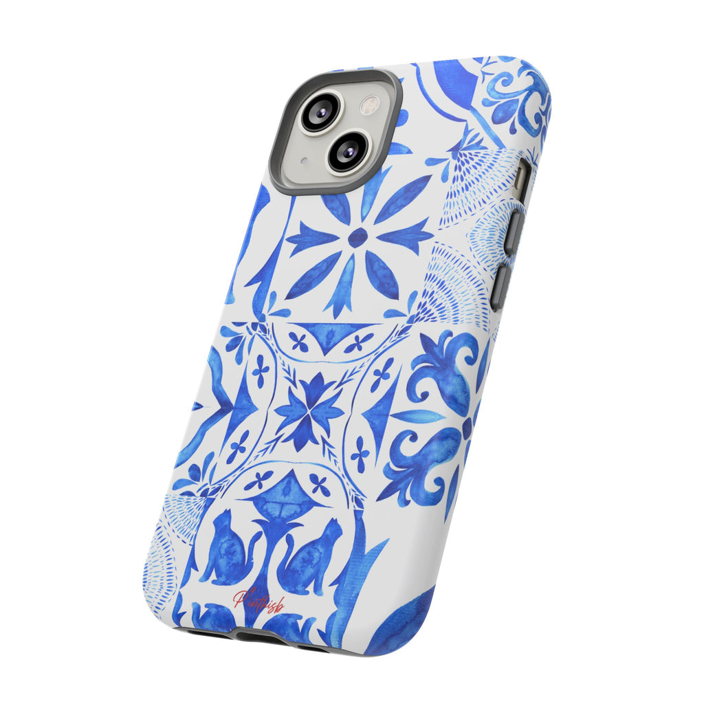 Blue Tile Pattern Tough Phone Case