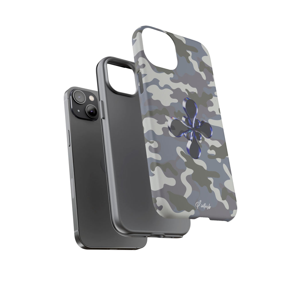 Camouflage with Blue Metallic Clover Tough Case