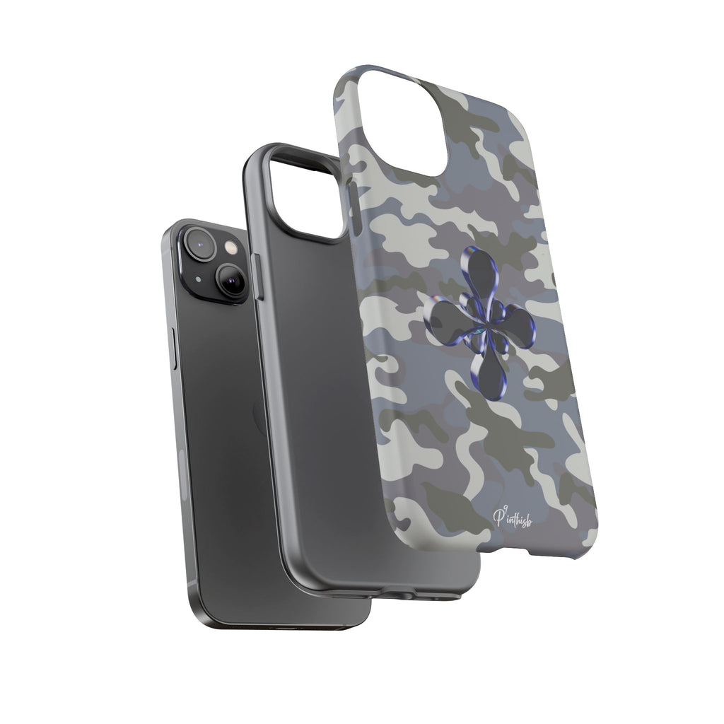 Camouflage with Blue Metallic Clover Tough Case