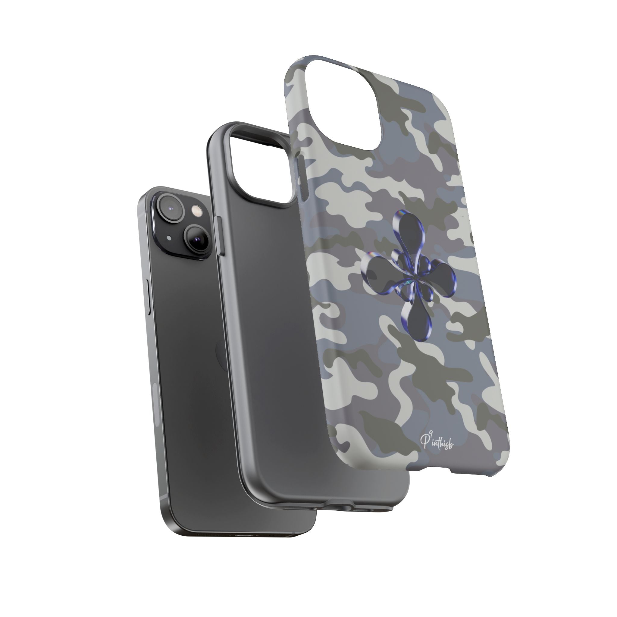 Camouflage with Blue Metallic Clover Tough Case