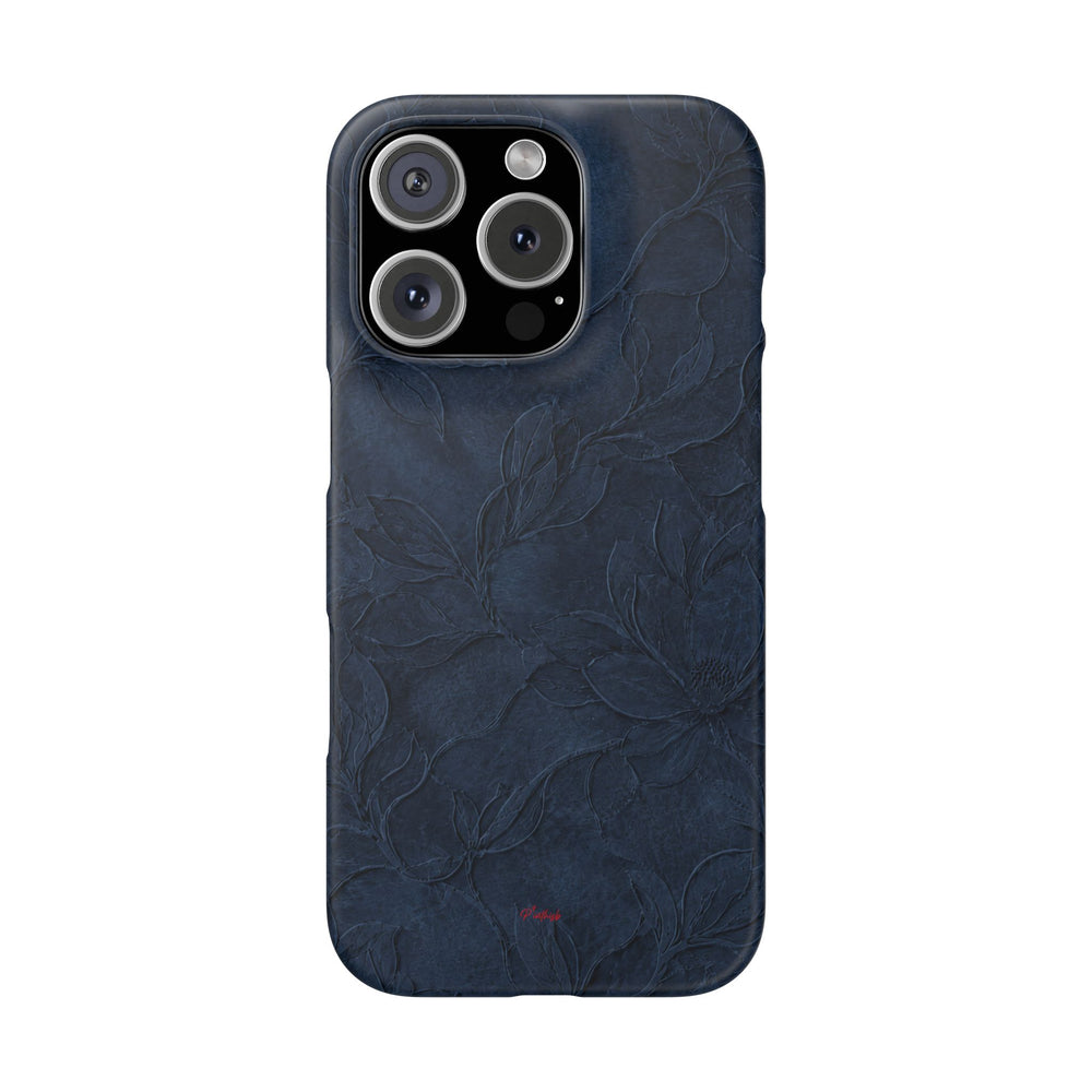 Navy Floral Textured Snap Case