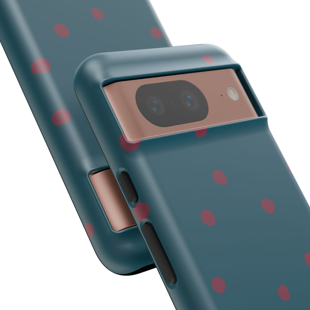 Teal & Burgundy Polka Dot Tough Phone Case