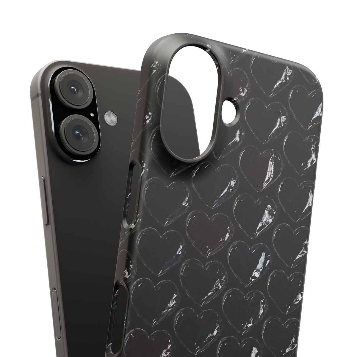 Black Pop Hearts Snap Case