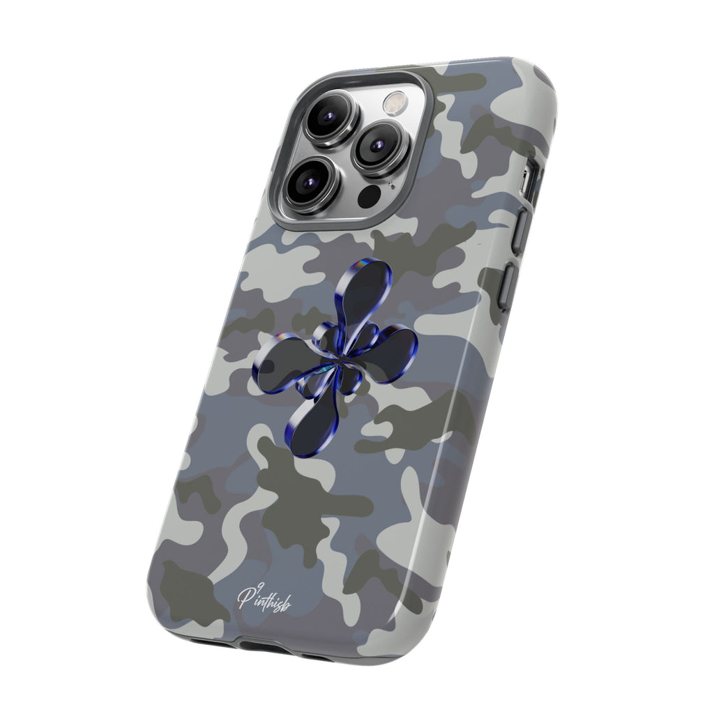 Camouflage with Blue Metallic Clover Tough Case