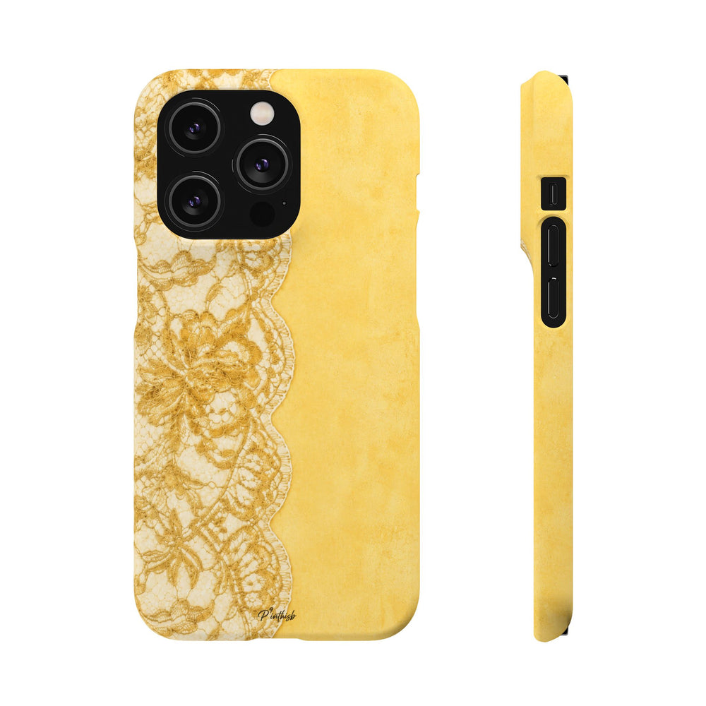 Yellow Vintage Lace Snap Case