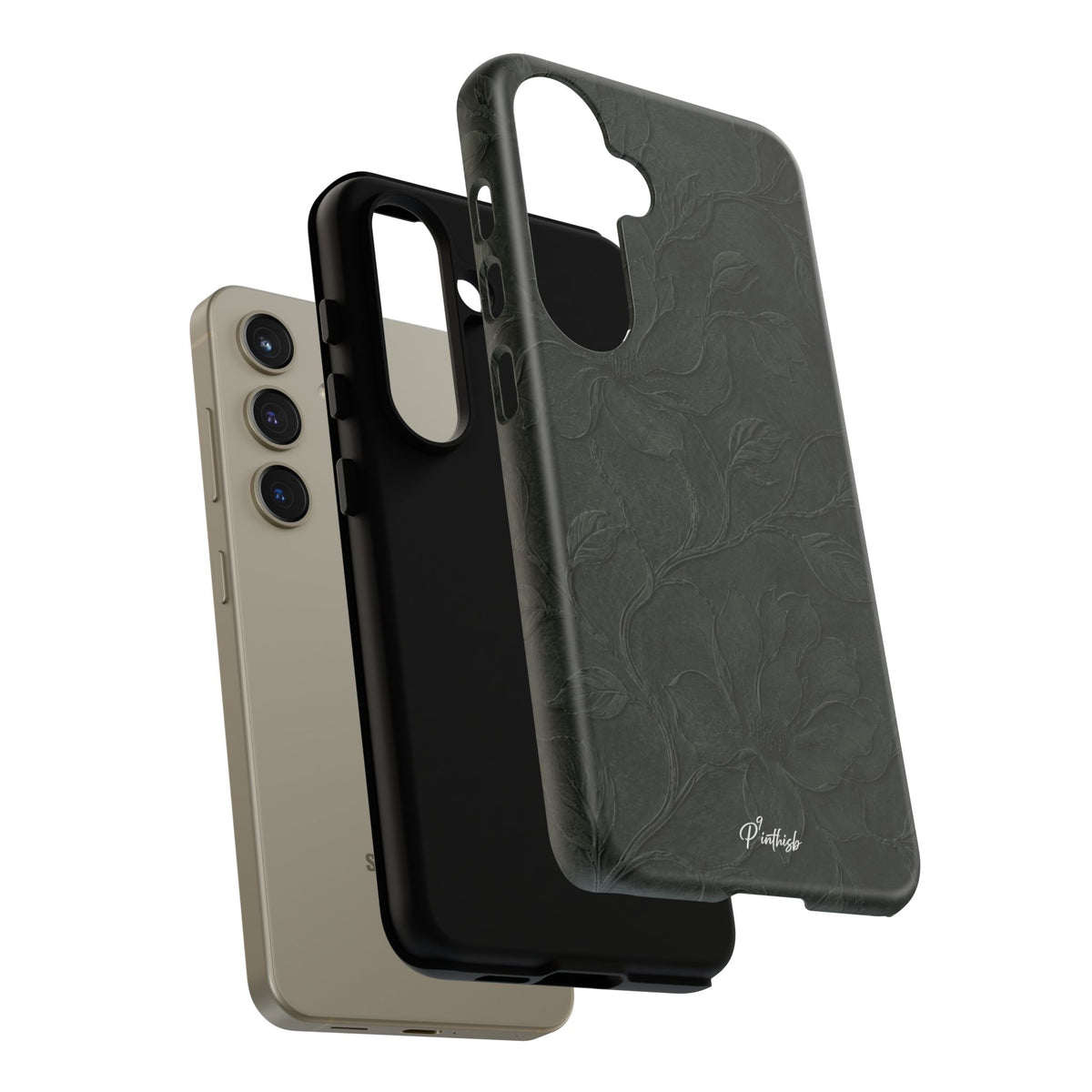 Dark Olive Floral Texture Tough Case