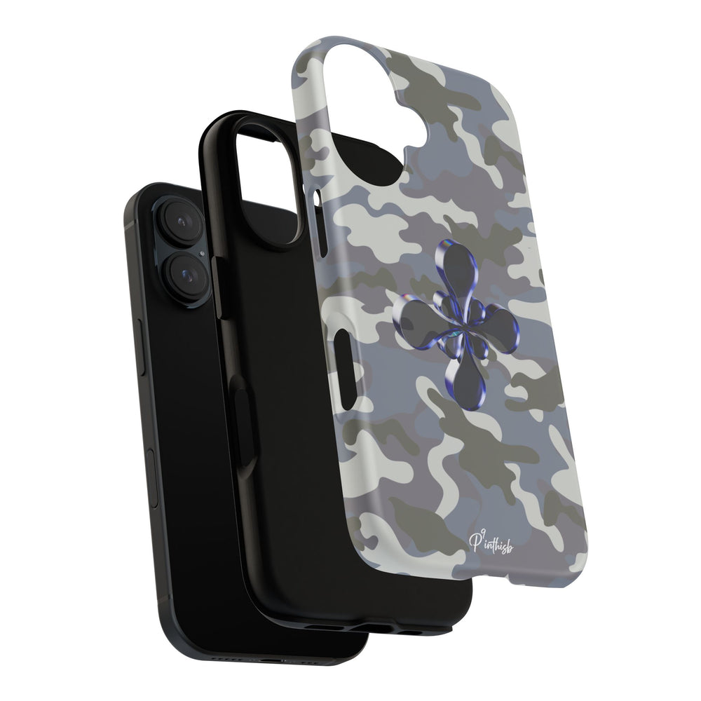 Camouflage with Blue Metallic Clover Tough Case