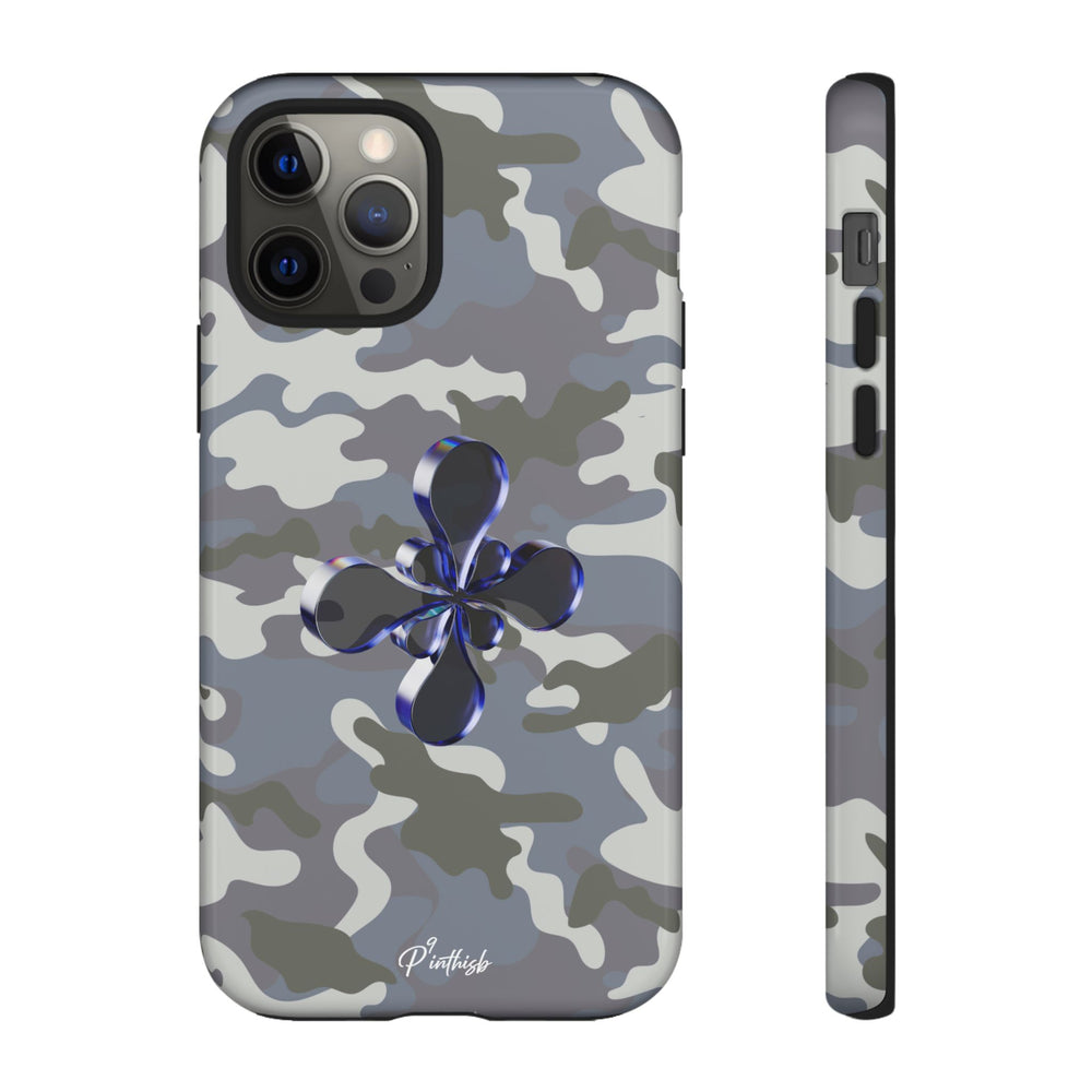 Camouflage with Blue Metallic Clover Tough Case