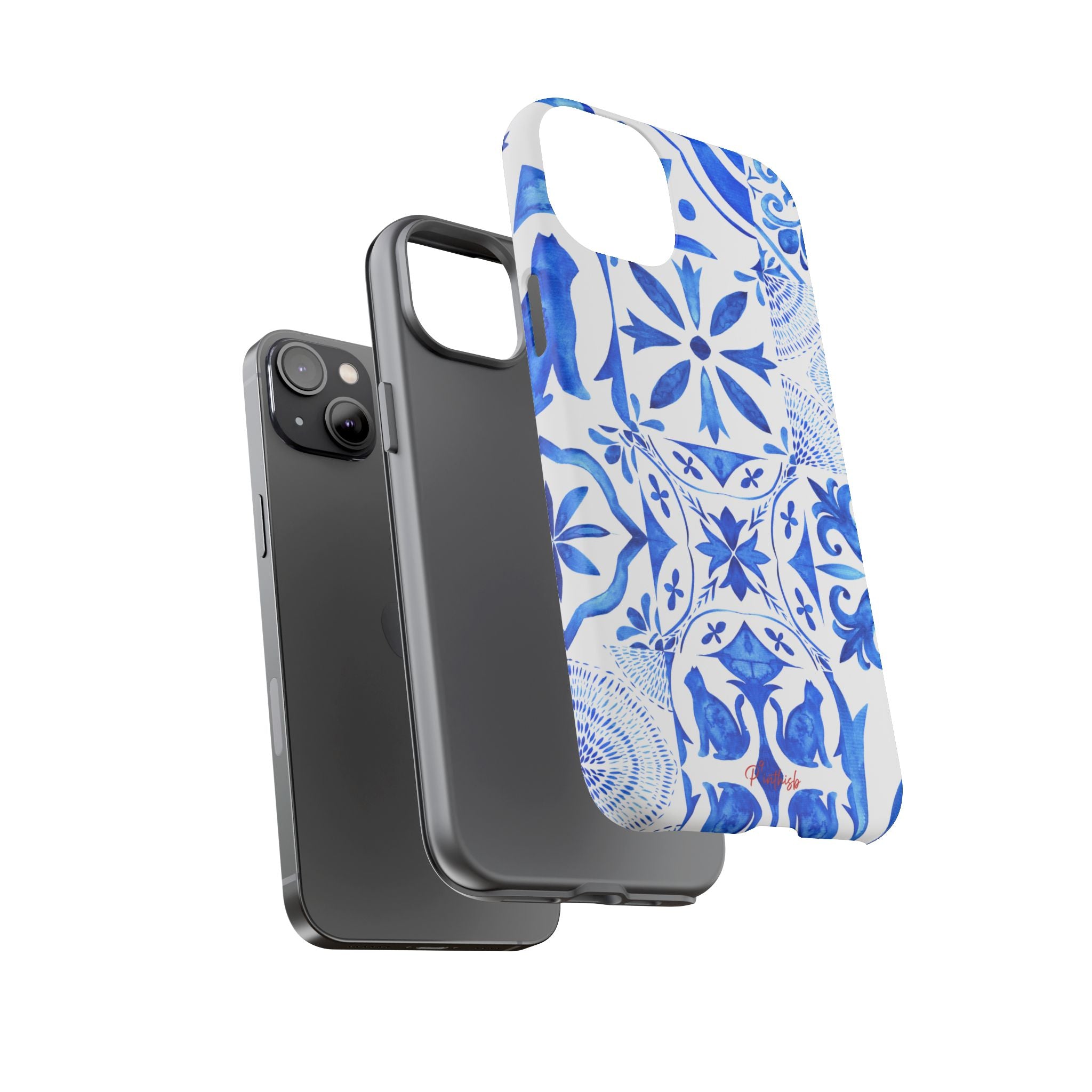 Blue Tile Pattern Tough Phone Case