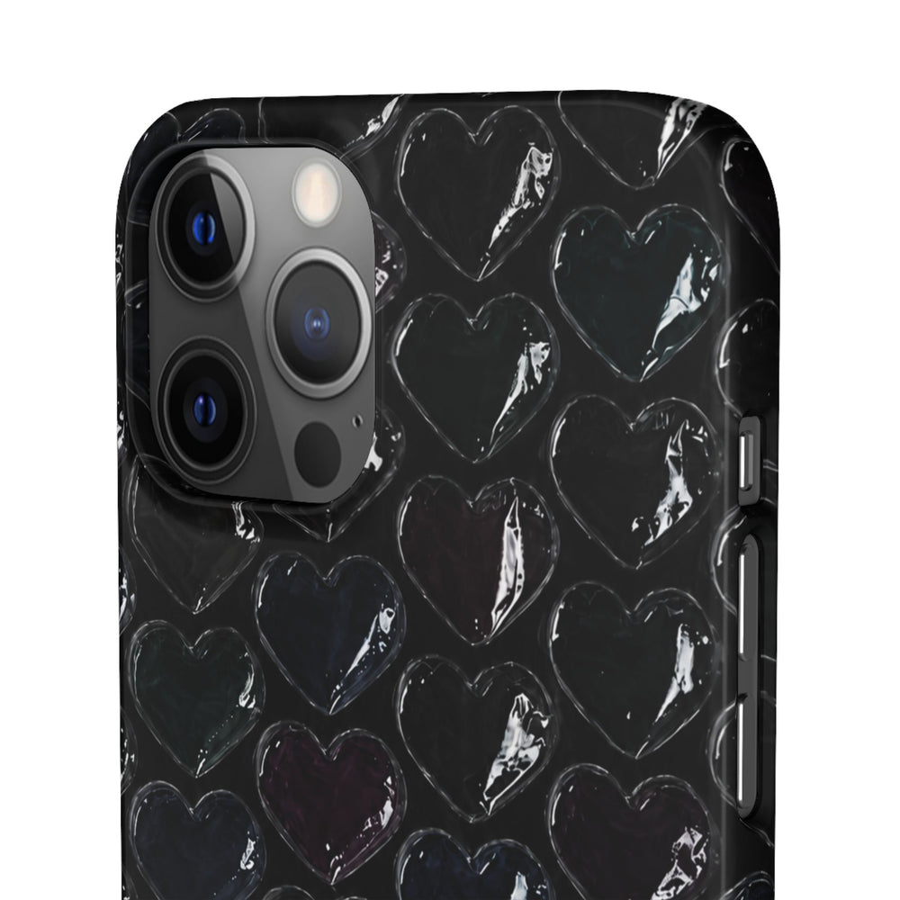 Black Pop Hearts Snap Case