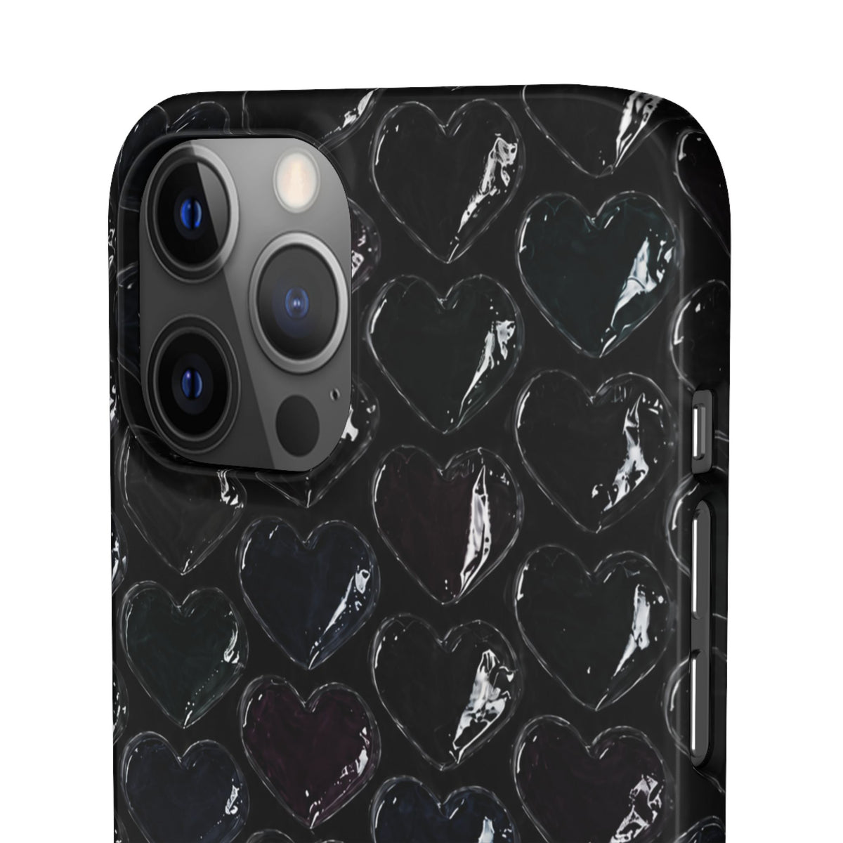 Black Pop Hearts Snap Case