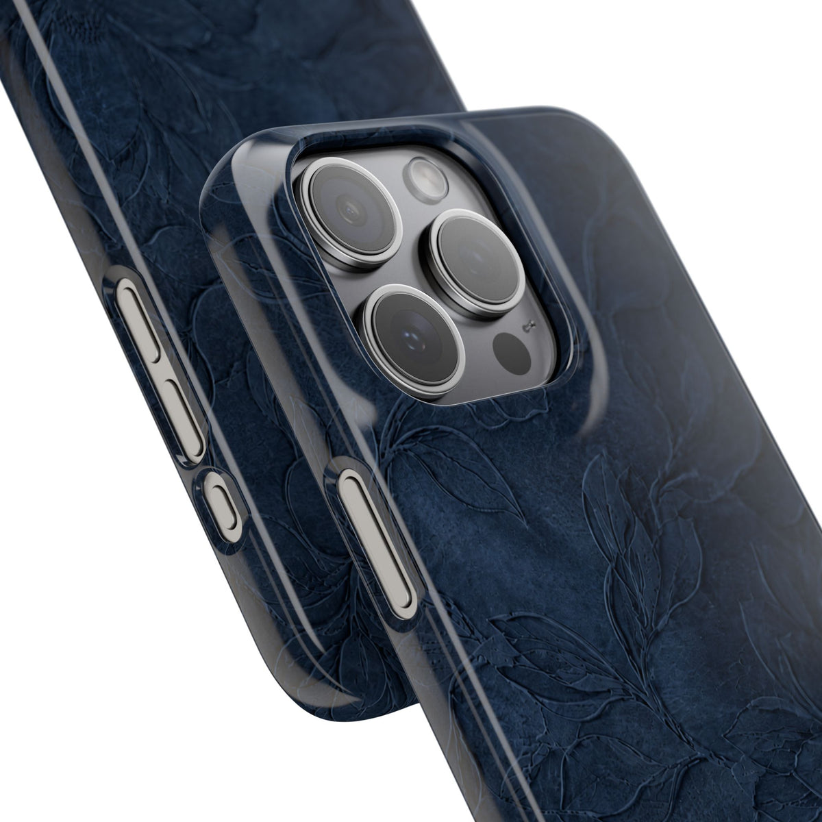Navy Floral Textured Snap Case