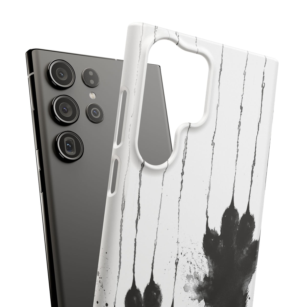 Black Ink Paw Print Snap Case