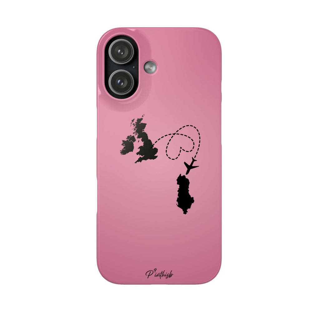 UK to Albania Pink Snap Phone Case