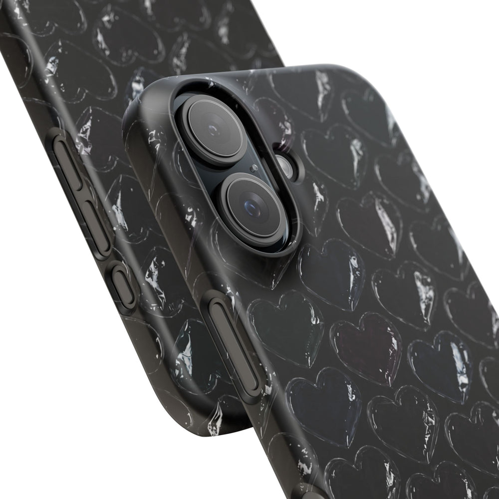 Black Pop Hearts Snap Case
