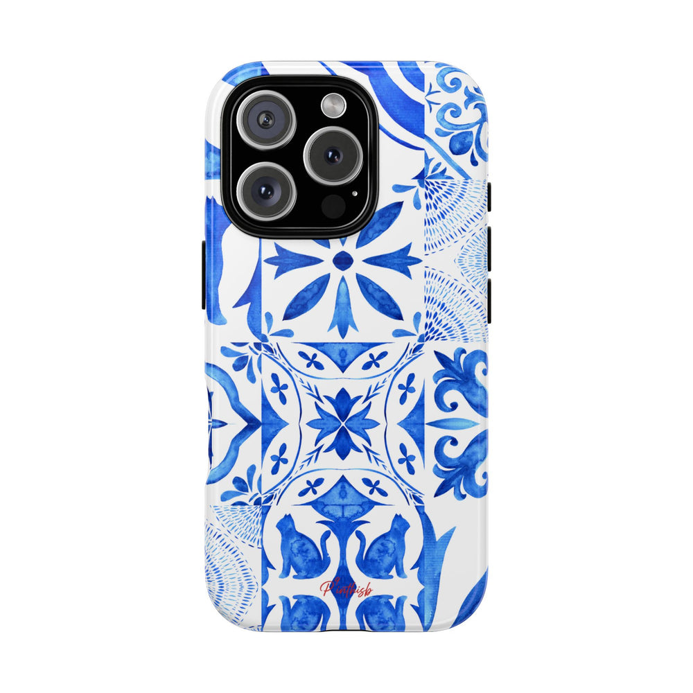 Blue Tile Pattern Tough Phone Case