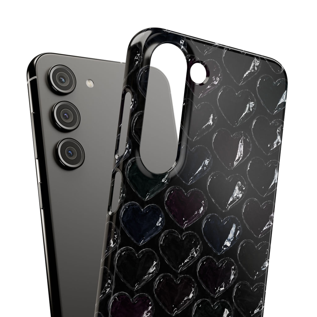 Black Pop Hearts Snap Case